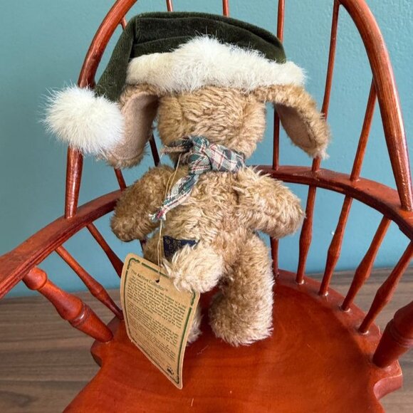 Vtg Boyds Bear Indy Christmas Bear Tags Retired 90s Jointed Brown Green Hat Scar - Picture 6 of 9